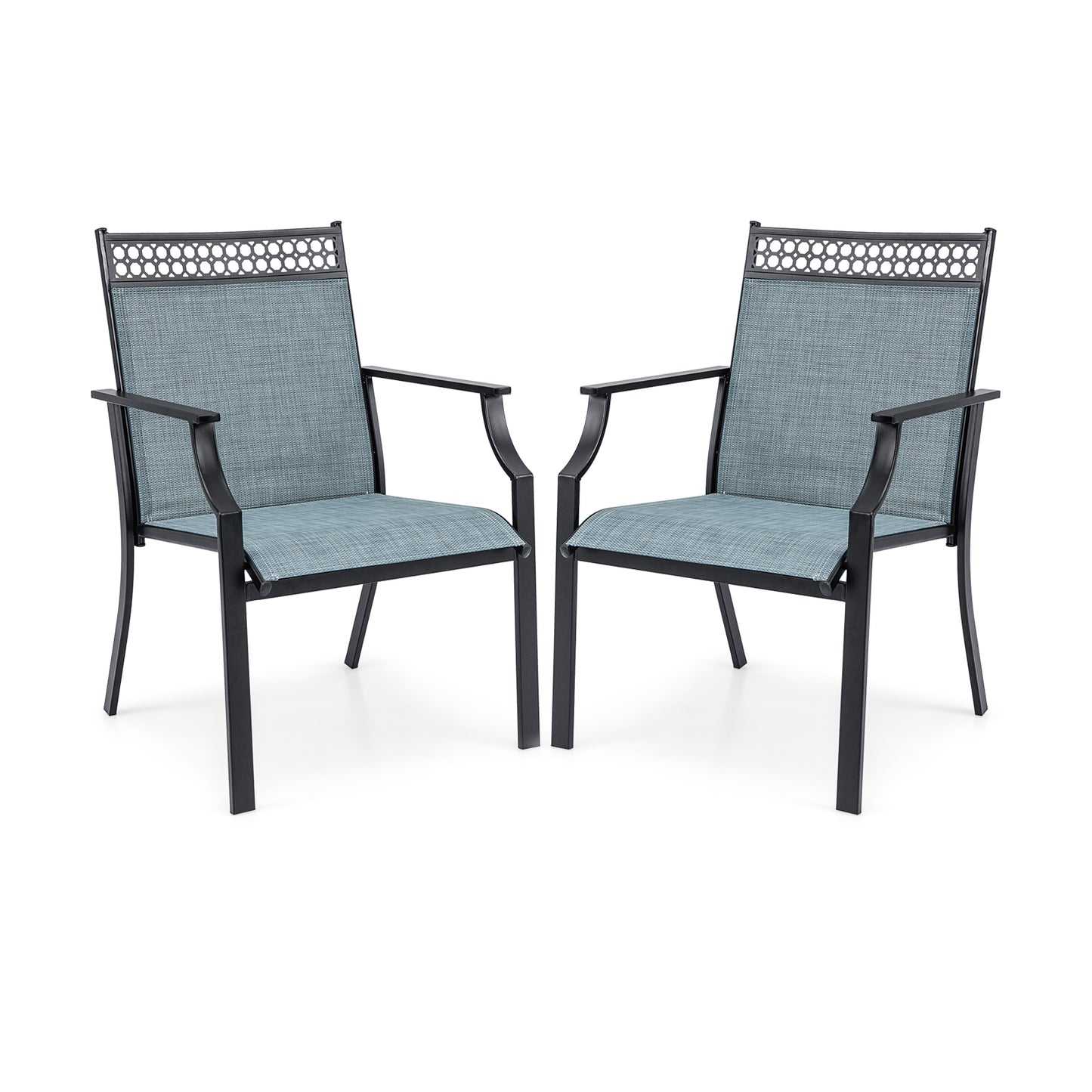 Patio Chairs Set of 2 with All Weather Breathable Fabric-Blue