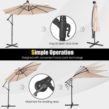 Load image into Gallery viewer, 10 Feet Patio Solar Powered Cantilever Umbrella with Tilting System
