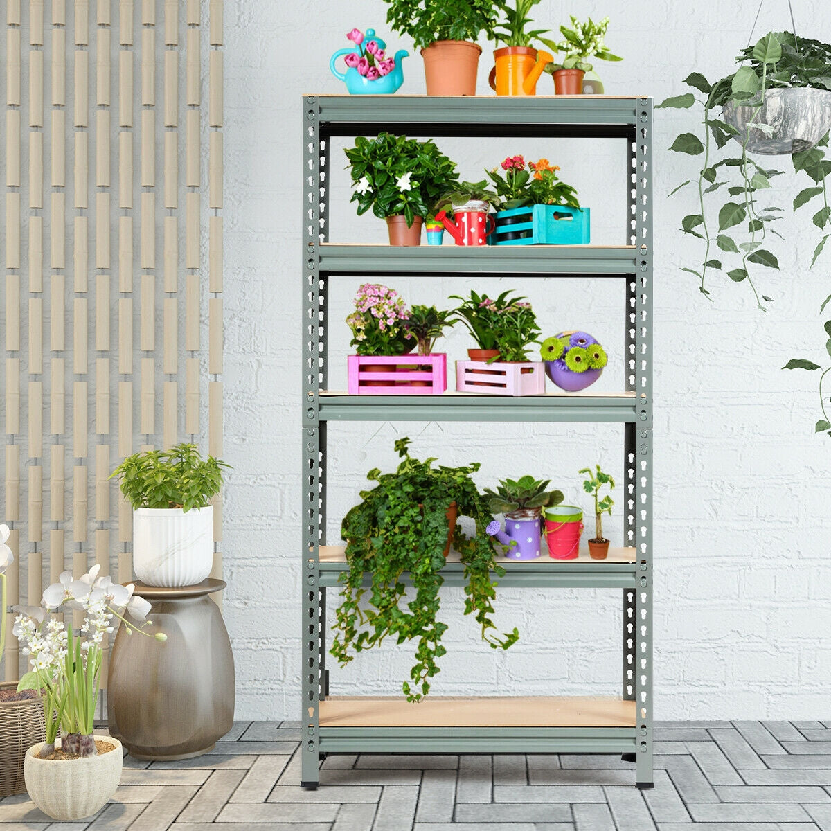5-Tier Steel Shelving Unit Storage Shelves Heavy Duty Storage Rack-Gray