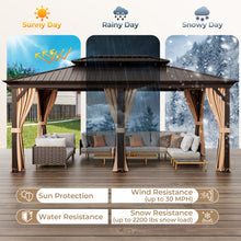 Load image into Gallery viewer, 12&#39; x 20&#39; Double-Roof Hardtop Gazebo with Galvanized Steel Roof-Coffee
