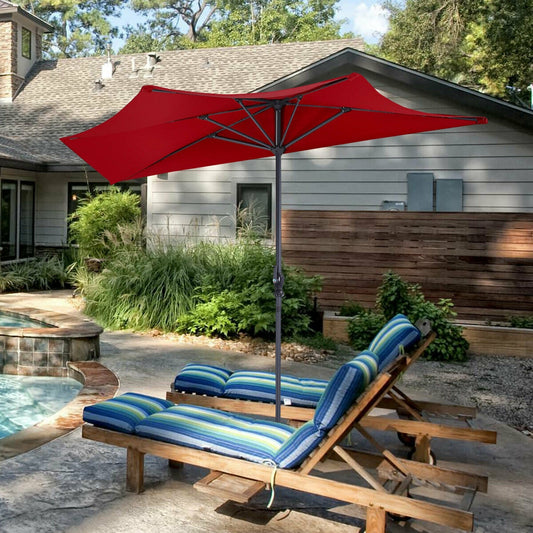 9Ft Patio Bistro Half Round Umbrella -Wine