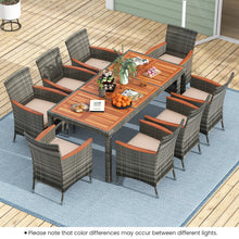 Load image into Gallery viewer, 9 Pieces Rattan Patio Dining Set with Acacia Wood Table and Cushioned Chair
