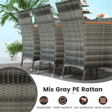 Load image into Gallery viewer, 9 Pieces Rattan Patio Dining Set with Acacia Wood Table and Cushioned Chair
