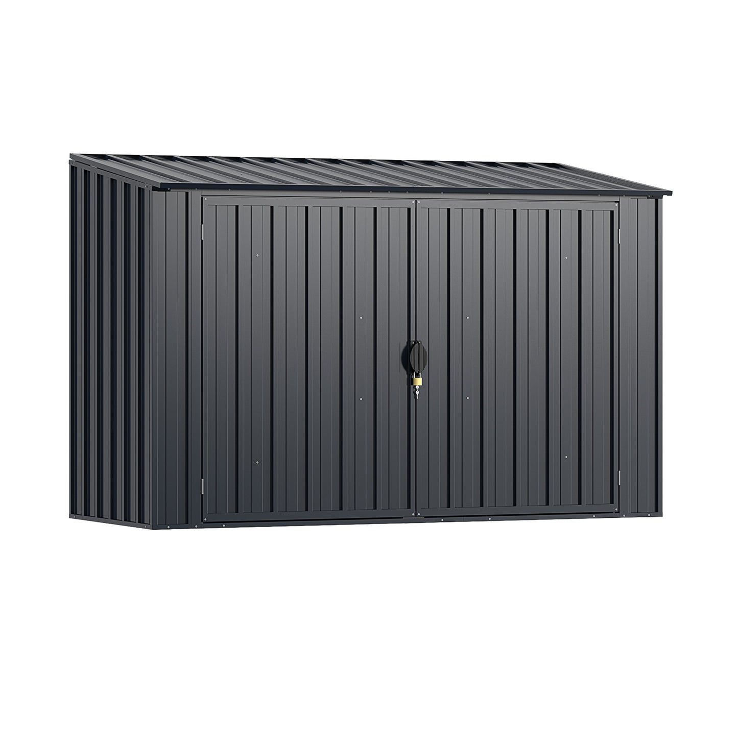 6.3 x 2.8 FT Metal Outdoor Storage Shed Rustproof Steel Tool Shed with Lockable Door-Gray