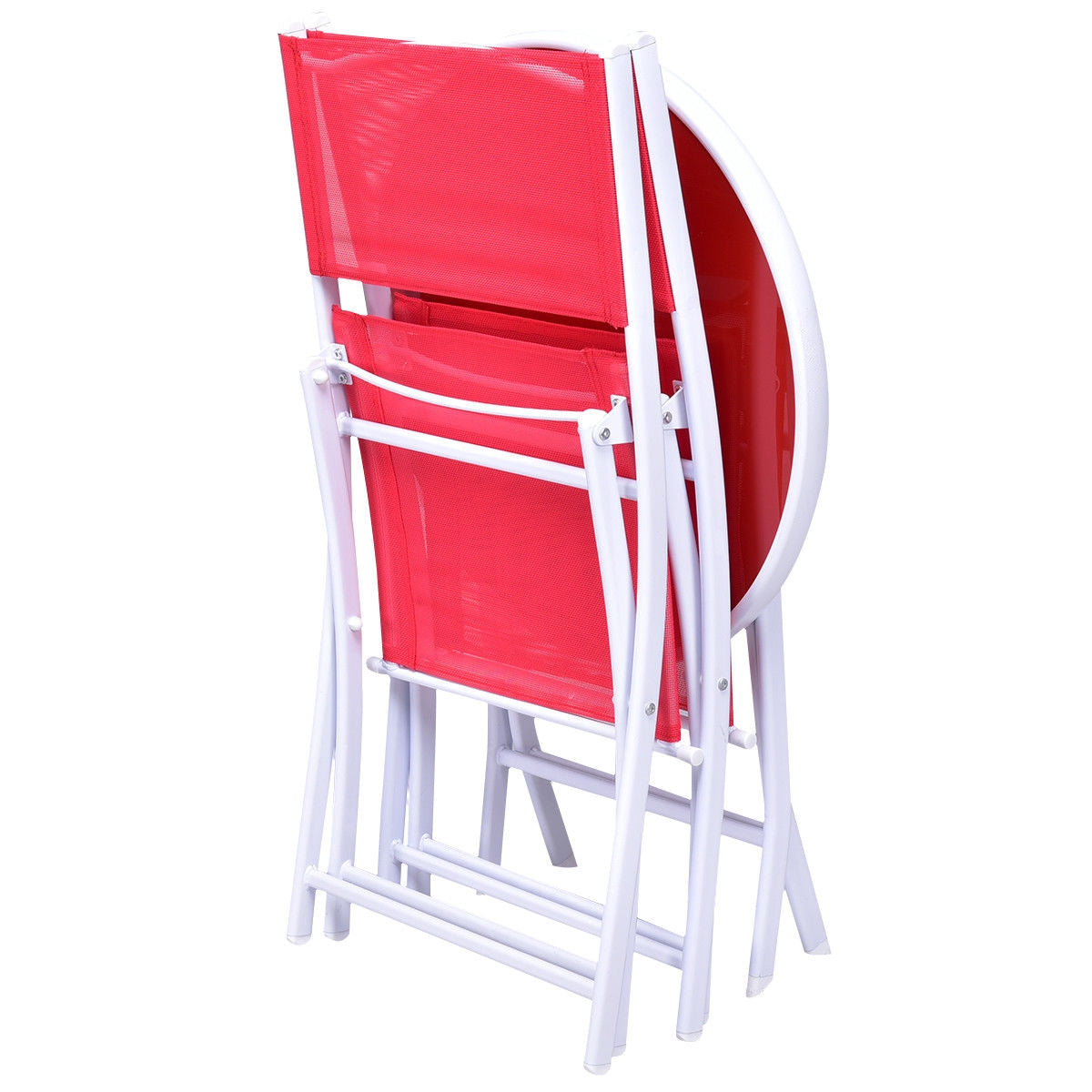 3 Pieces Patio Folding Bistro Set for Balcony or Outdoor Space-Red