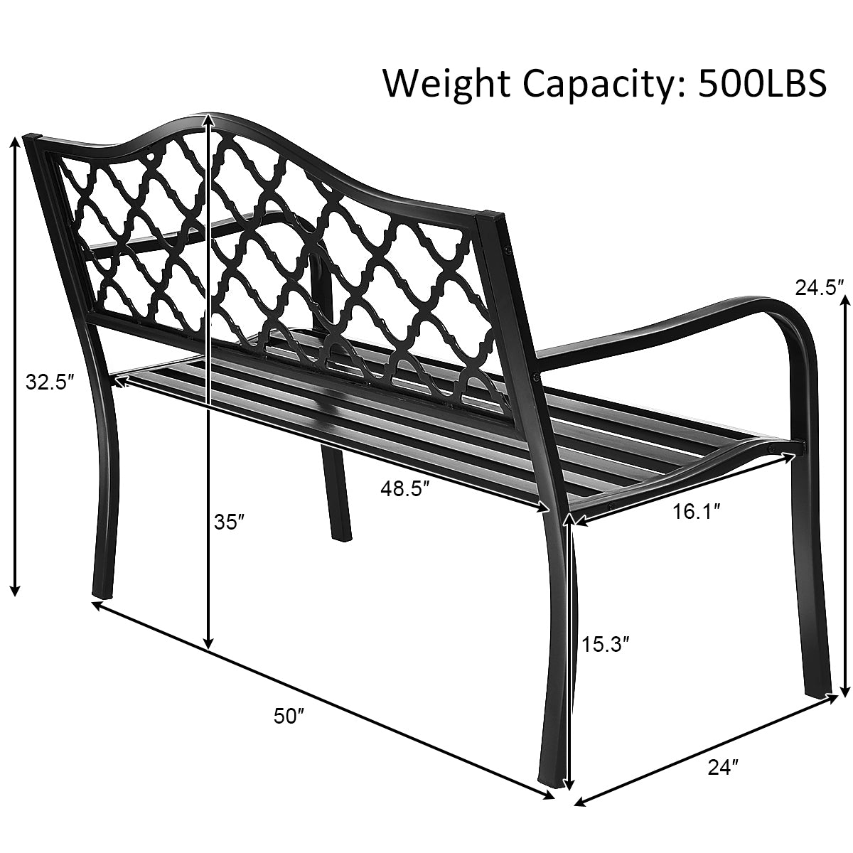 50 inch Patio Bench Loveseats for Garden