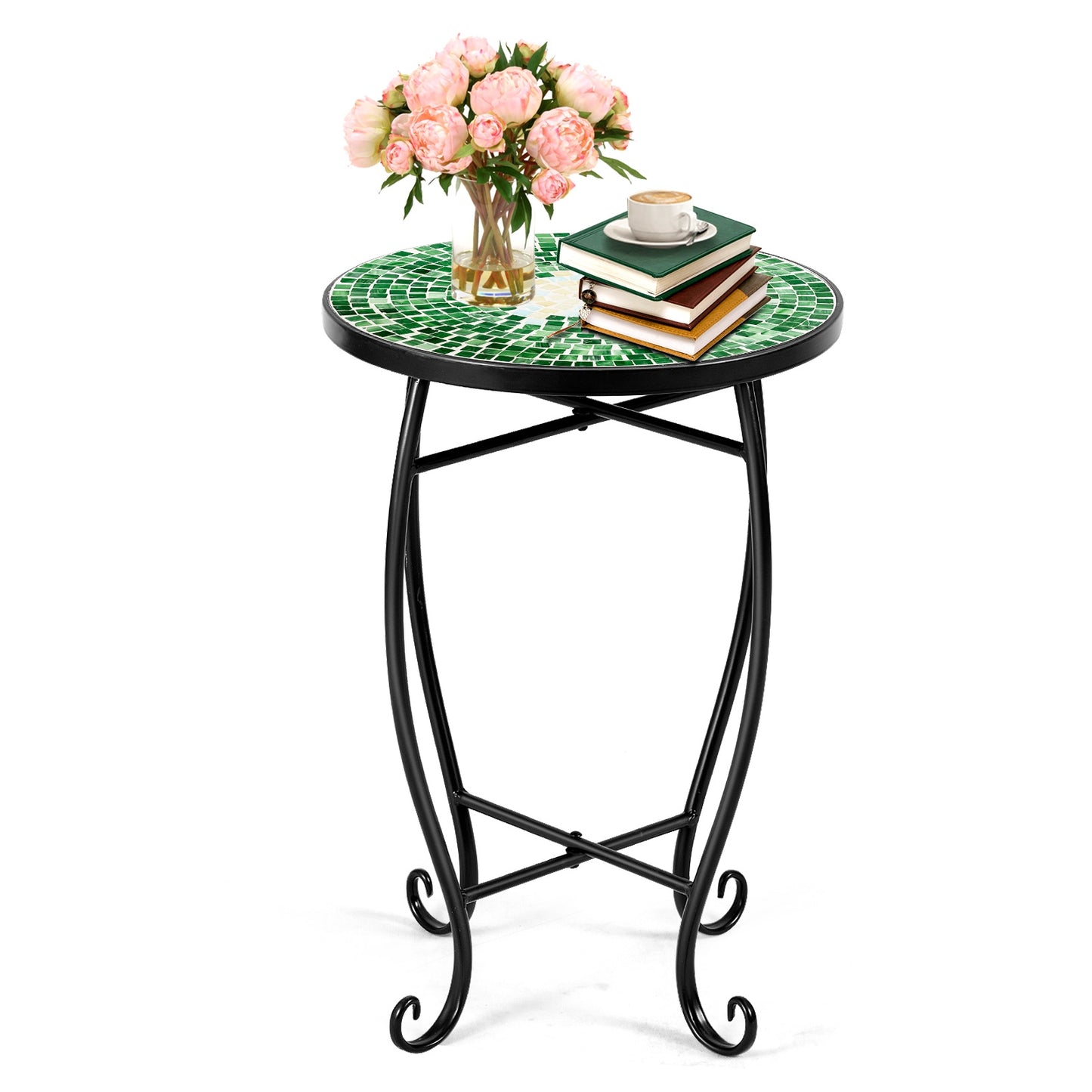 Outdoor Indoor Steel Accent Plant Stand Cobalt Table-Green