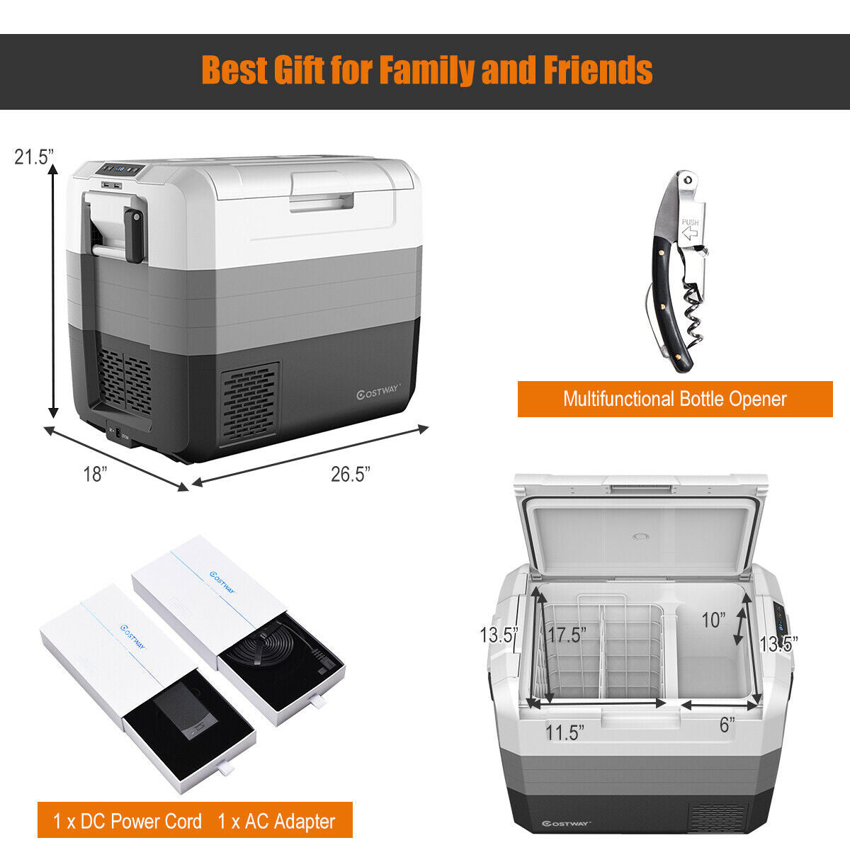 70 Quart Portable Electric Car Camping Cooler