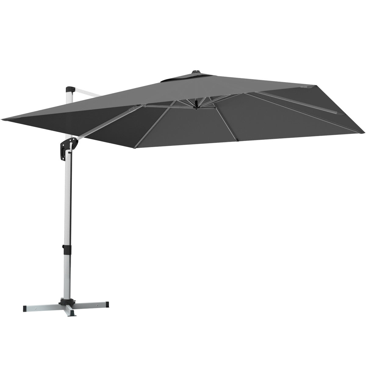 10 Feet 360° Tilt Aluminum Square Patio Umbrella without Weight Base-Gray