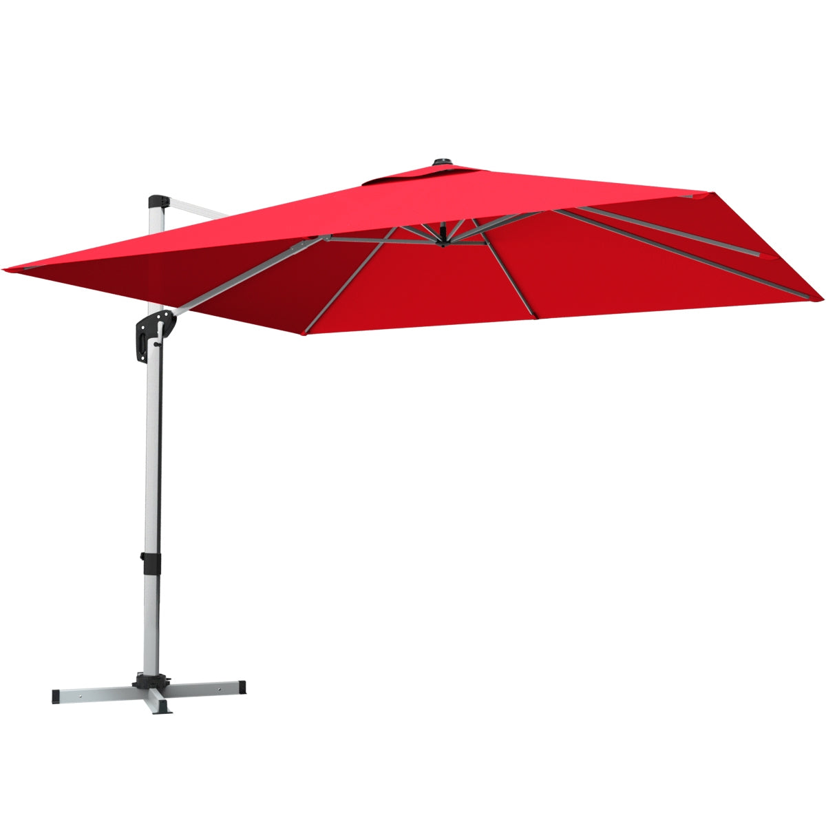 10 ft 360 Degree Tilt Aluminum Square Patio Offset Cantilever Umbrella without Weight Base-Burgundy