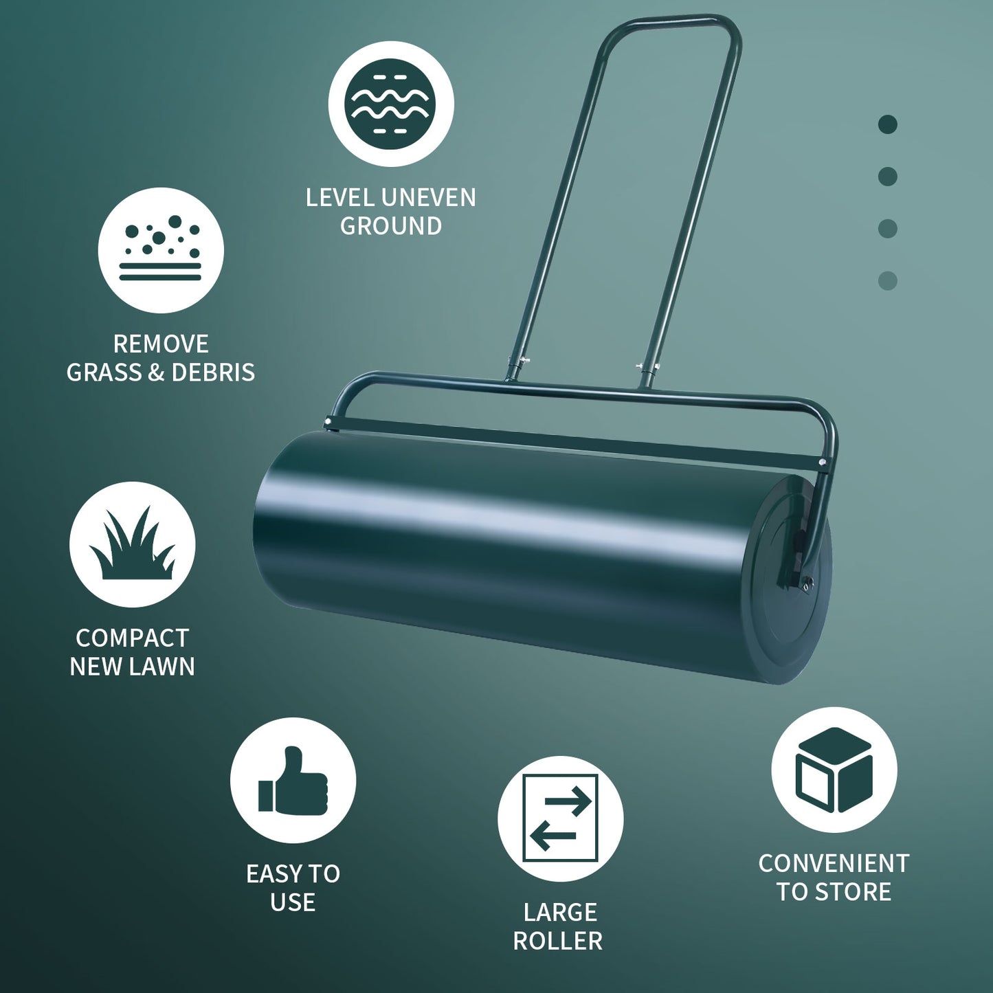 36 x 12 Inches Tow Lawn Roller Water Filled Metal Push Roller