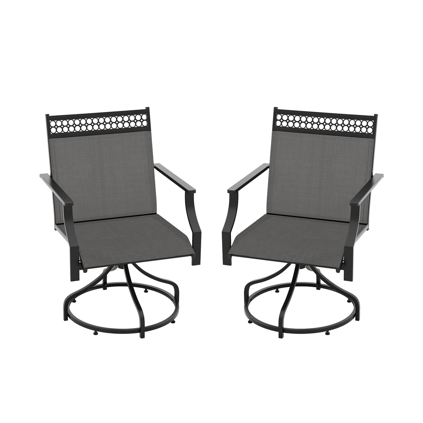 Patio Swivel Dining Chairs Set of 2 with Heavy-duty Metal Frame and Armrests-Gray