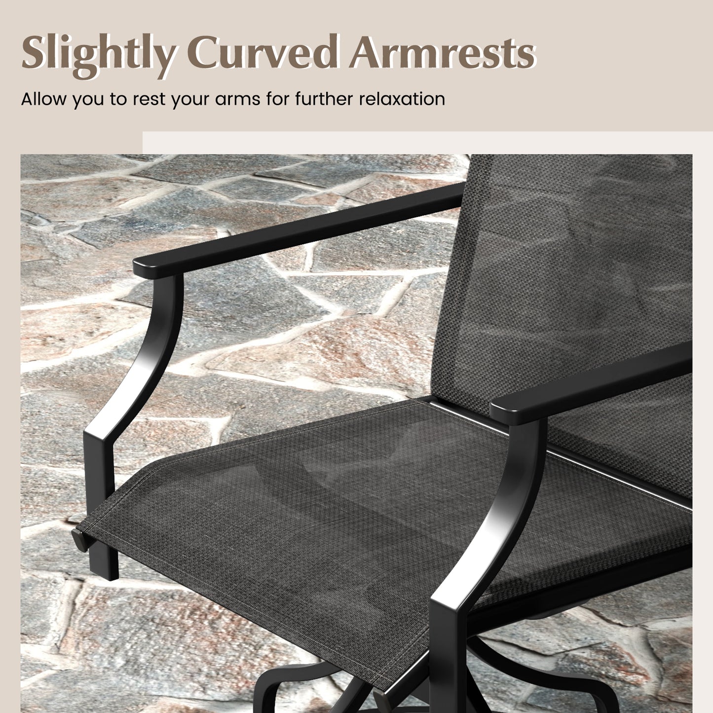 Patio Swivel Dining Chairs Set of 2 with Heavy-duty Metal Frame and Armrests-Gray