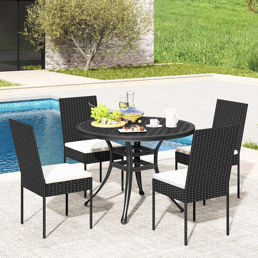 PE Wicker Patio Chairs Set of 2/4 with Cushions for Porch Deck Garden and Backyard-4 Pieces