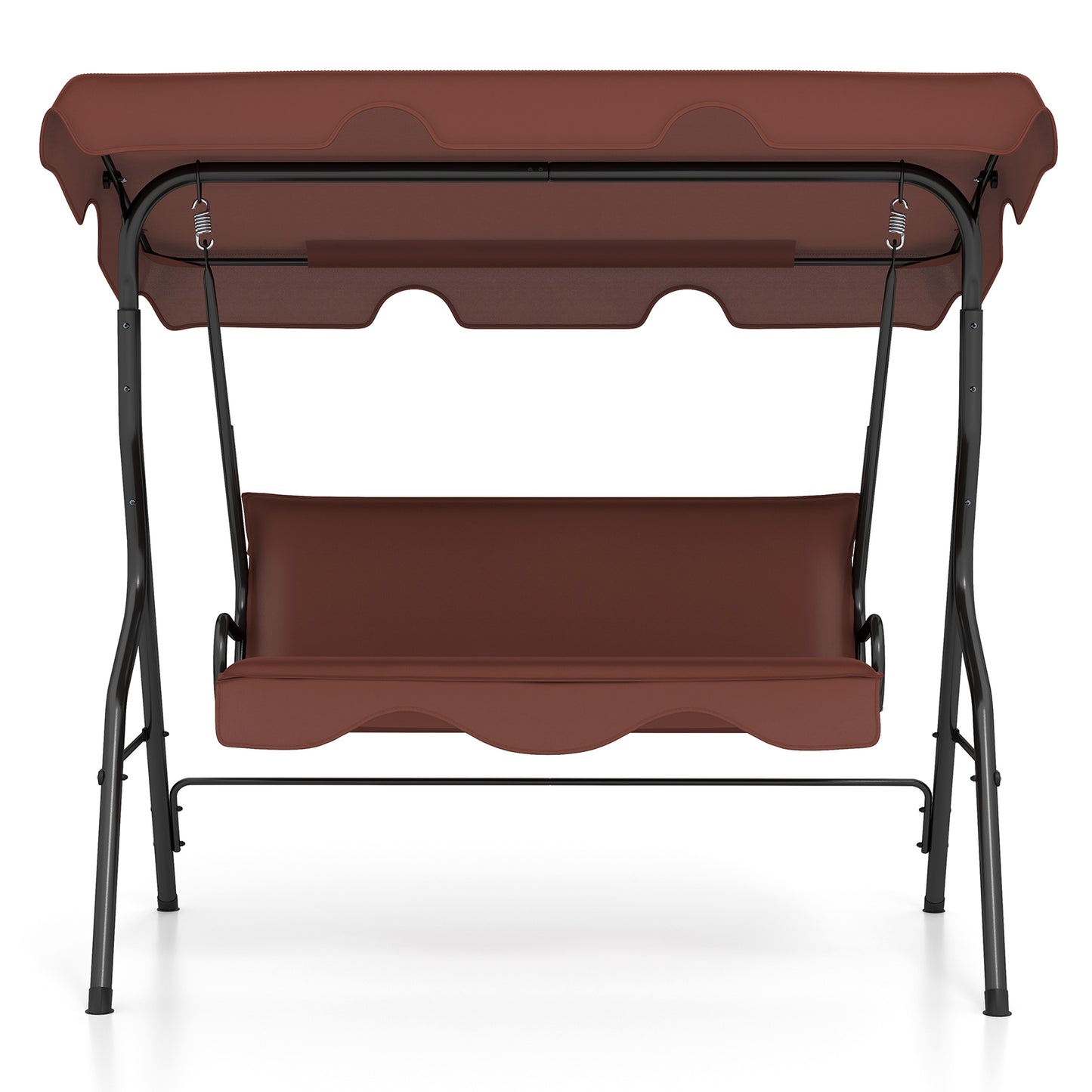 3 Seats Patio Canopy Swing-Brown