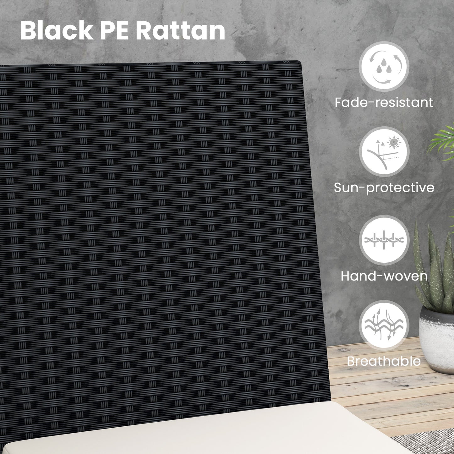Set of 4 Patio Rattan Wicker Dining Chairs Set with Soft Cushions-Black