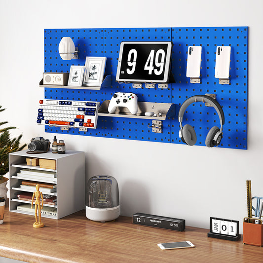 Wall-Mounted Pegboard Kit with 3 Pegboards for Garage Workshop-Navy
