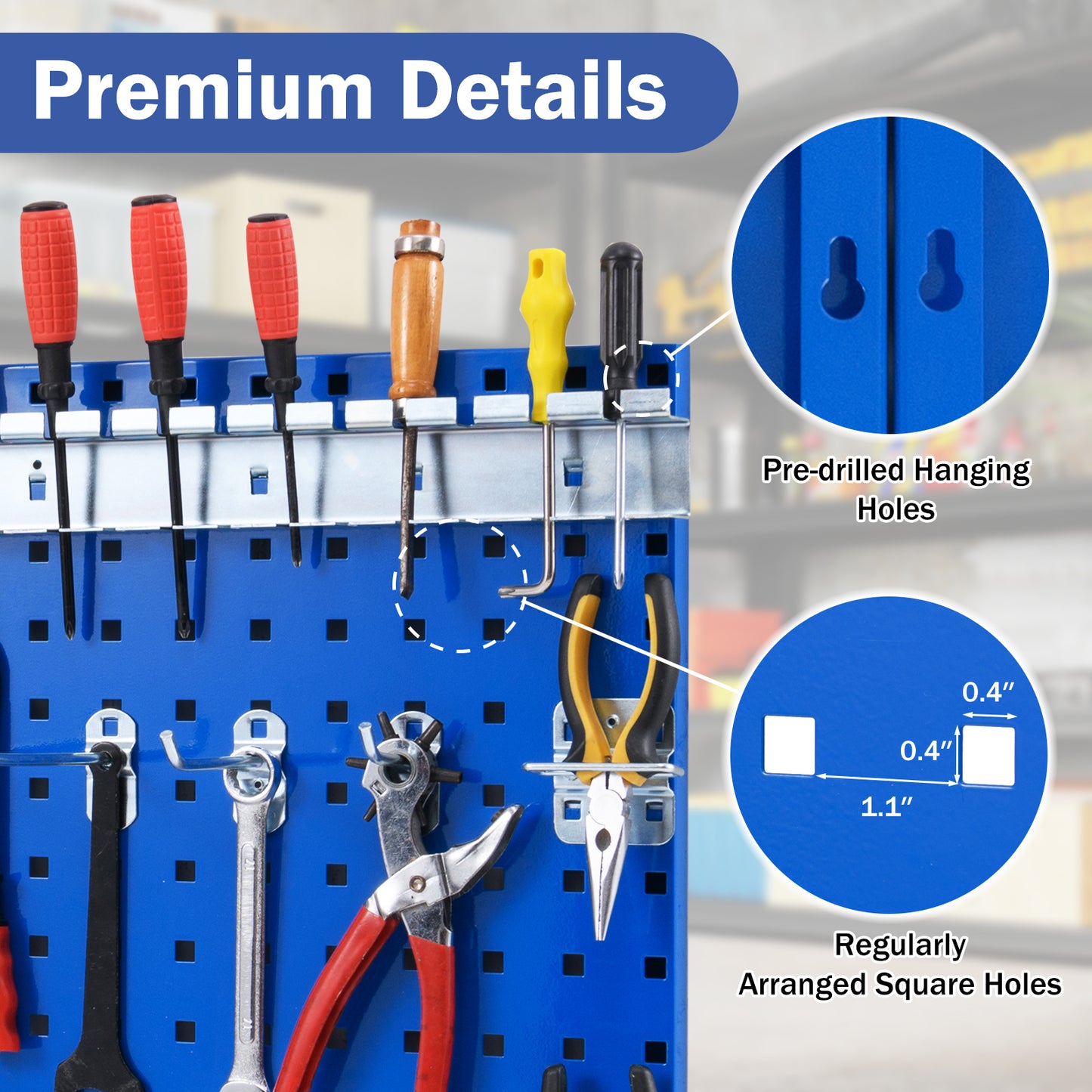 Wall-Mounted Pegboard Kit with 3 Pegboards for Garage Workshop-Navy