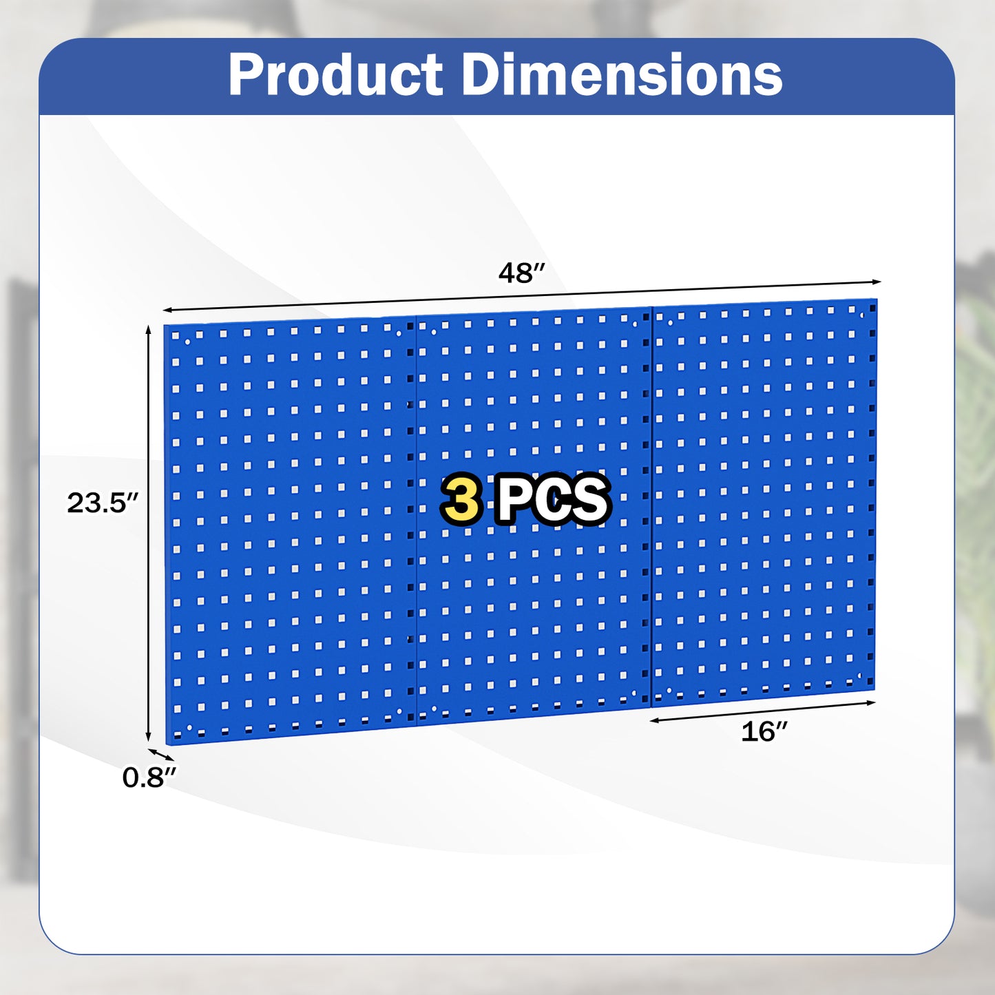 Wall-Mounted Pegboard Kit with 3 Pegboards for Garage Workshop-Navy