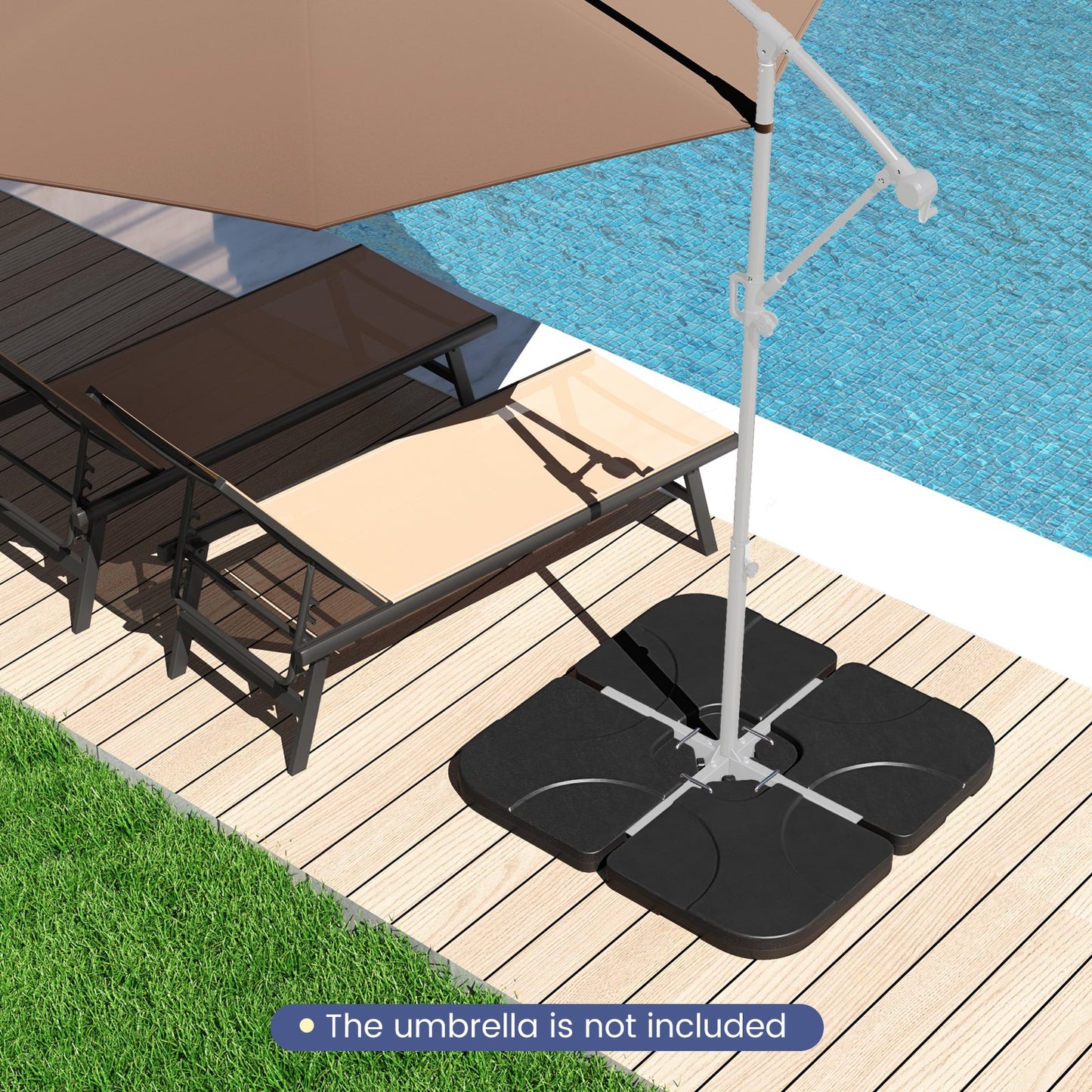 20 Inch Patio Offset Water Filled Plate Umbrella Base Sand-Black