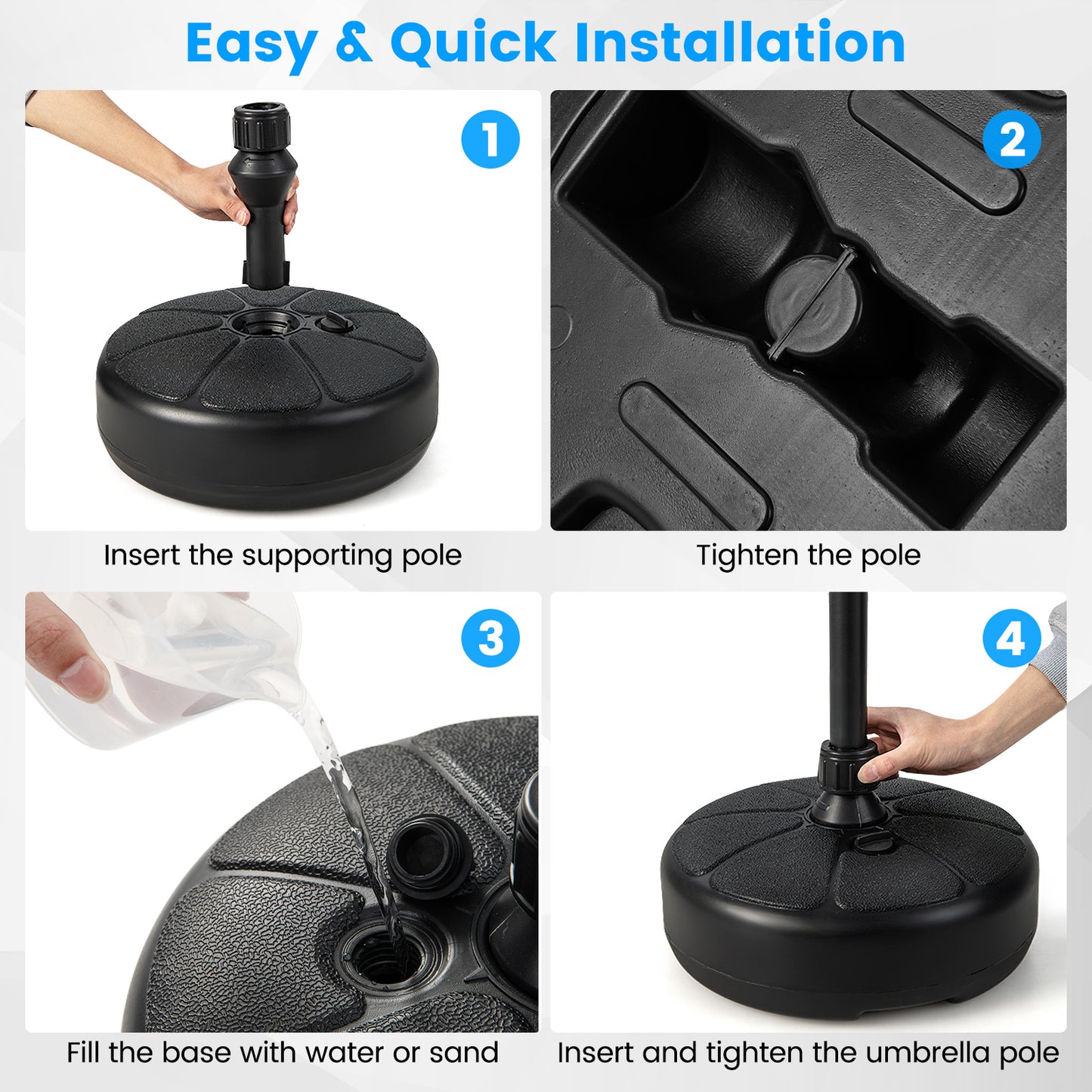 27 lbs Fillable Round Umbrella Base Stand for Yard Garden Poolside