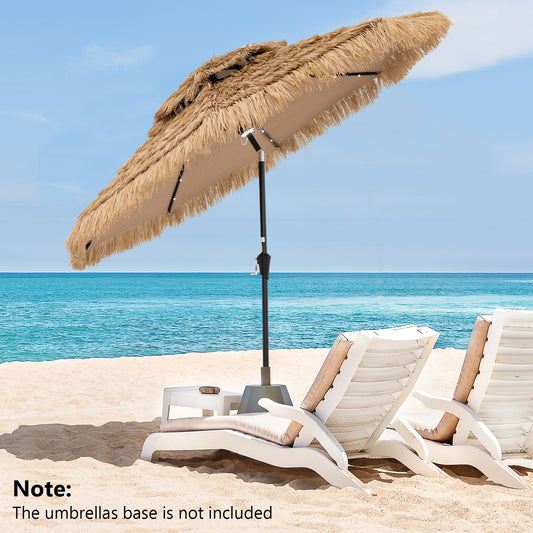 9 Feet Solar Powered Thatched Tiki Patio Umbrella with Led Lights