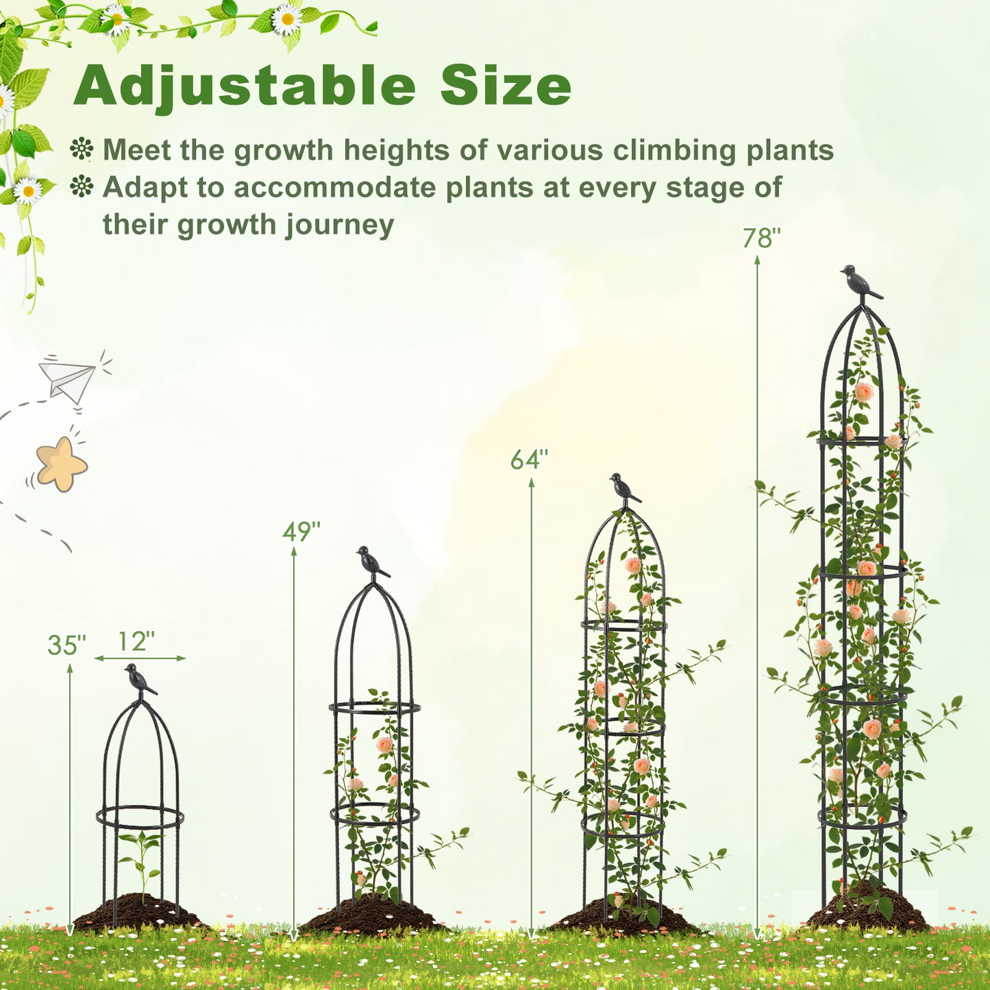 GIANTEX 2-Pack Garden Obelisk Trellis for Climbing Plants-Black