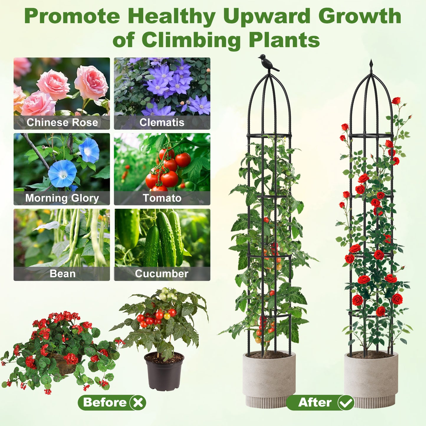 GIANTEX 2-Pack Garden Obelisk Trellis for Climbing Plants-Black