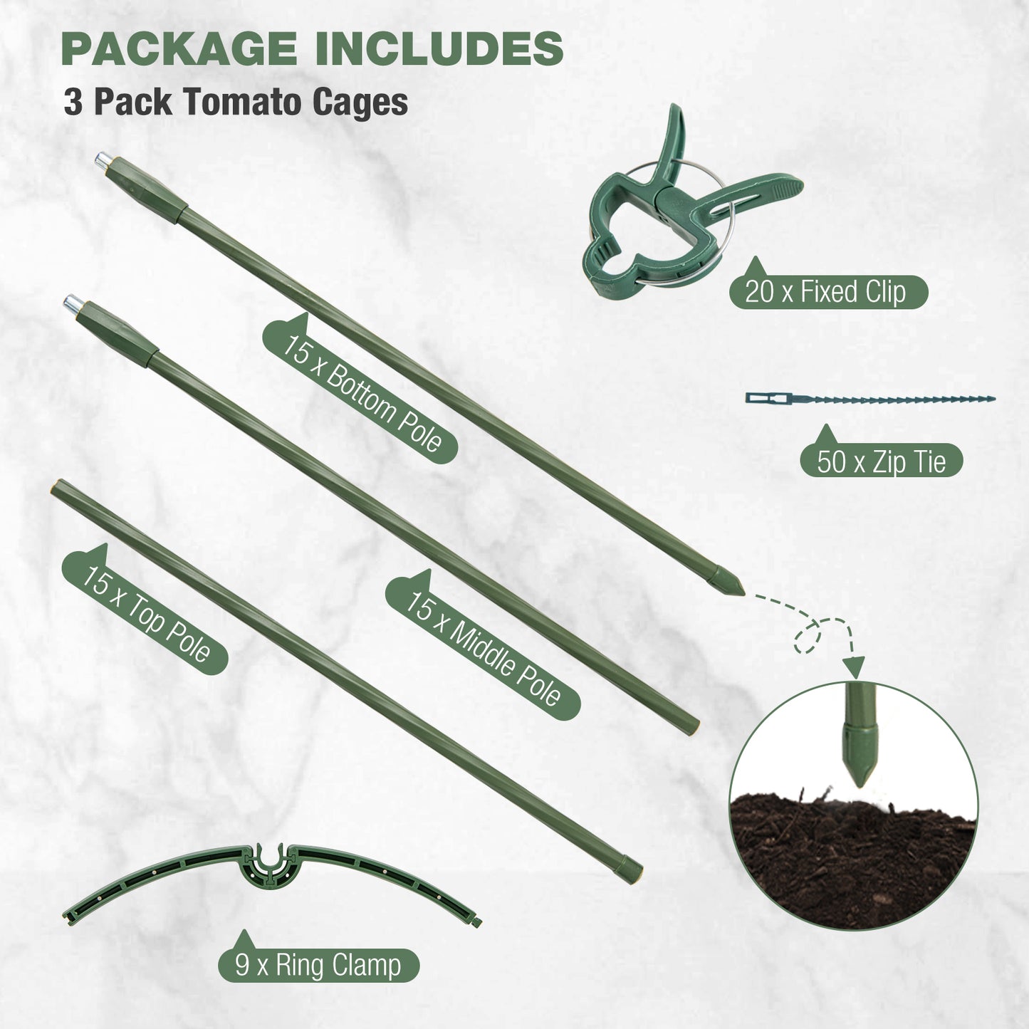 3 Pack 60 inch Adjustable Tall Plant Support Trellis for Climbing Plants