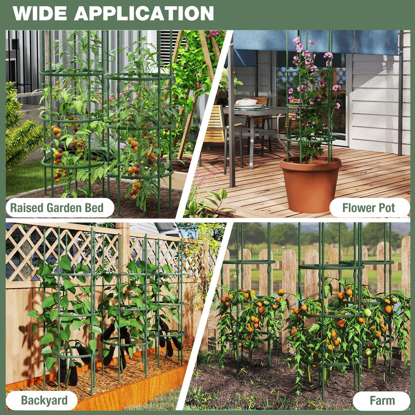 3 Pack 60 inch Adjustable Tall Plant Support Trellis for Climbing Plants