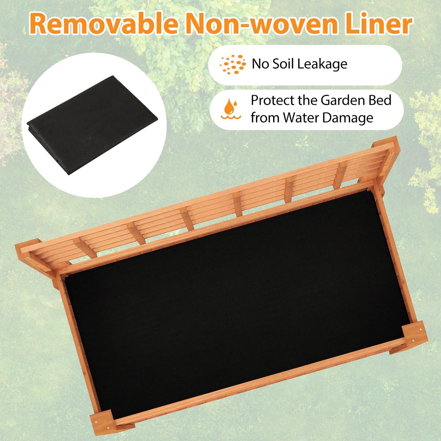 Raised Garden Bed with Trellis Wooden Elevated Planter Box with Legs-Orange
