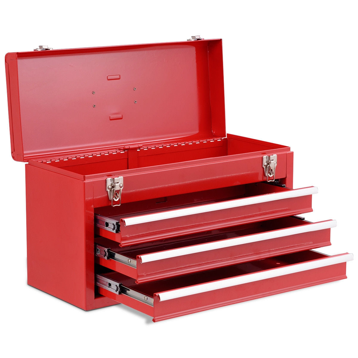 Portable Garage Mechanic Tool Cabinet Box with 3 Drawers-Red