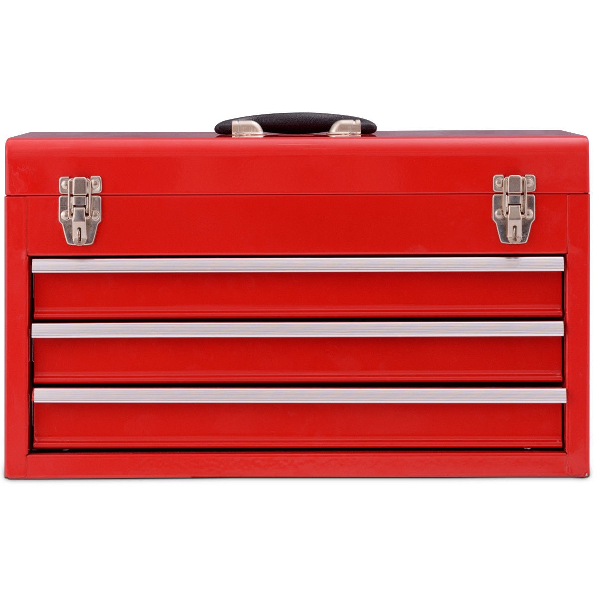 Portable Garage Mechanic Tool Cabinet Box with 3 Drawers-Red