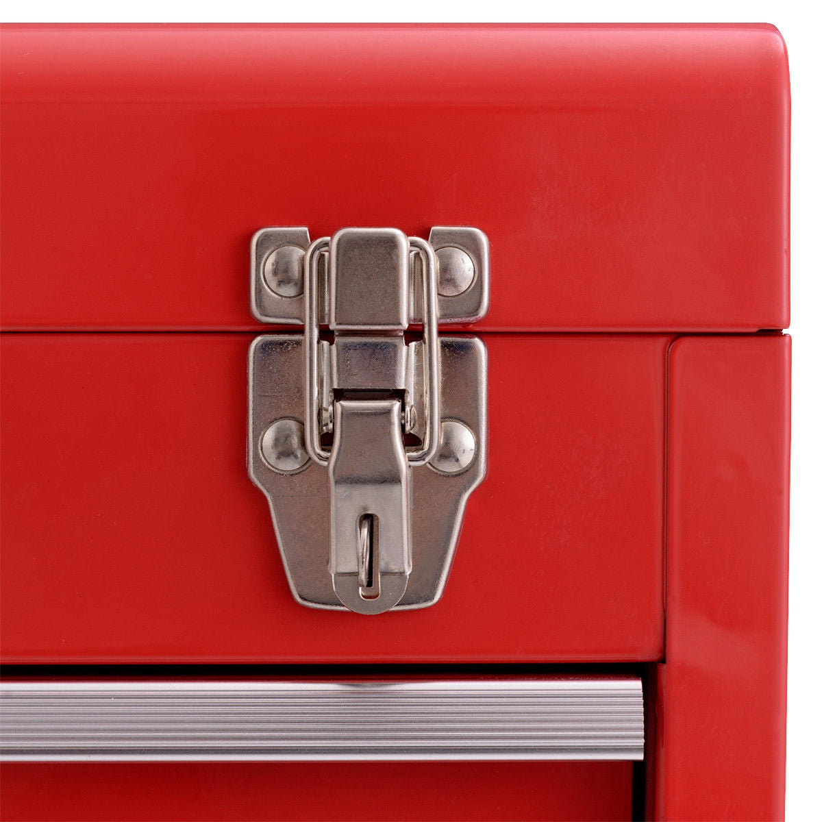 Portable Garage Mechanic Tool Cabinet Box with 3 Drawers-Red