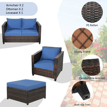 Load image into Gallery viewer, 5 Pieces Patio Cushioned Rattan Furniture Set
