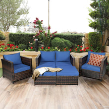 Load image into Gallery viewer, 5 Pieces Patio Cushioned Rattan Furniture Set
