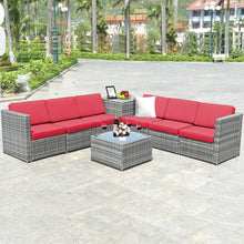 Load image into Gallery viewer, 8 Piece Wicker Sofa Rattan Dinning Set Patio Furniture with Storage Table
