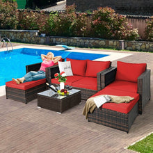 Load image into Gallery viewer, 5 Pieces Patio Cushioned Rattan Furniture Set
