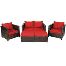 Load image into Gallery viewer, 5 Pieces Patio Cushioned Rattan Furniture Set
