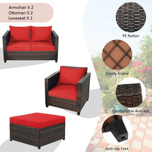 Load image into Gallery viewer, 5 Pieces Patio Cushioned Rattan Furniture Set
