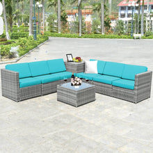 Load image into Gallery viewer, 8 Piece Wicker Sofa Rattan Dinning Set Patio Furniture with Storage Table
