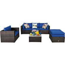 Load image into Gallery viewer, 6 Pieces Patio Rattan Furniture Set with Sectional Cushion
