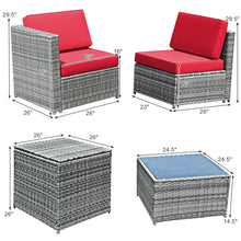 Load image into Gallery viewer, 8 Piece Wicker Sofa Rattan Dinning Set Patio Furniture with Storage Table
