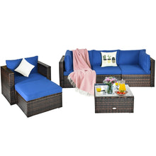 Load image into Gallery viewer, 6 Pieces Patio Rattan Furniture Set with Sectional Cushion
