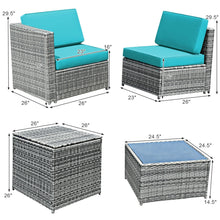 Load image into Gallery viewer, 8 Piece Wicker Sofa Rattan Dinning Set Patio Furniture with Storage Table
