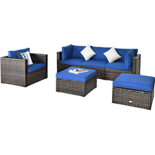 Load image into Gallery viewer, 6 Pieces Patio Rattan Furniture Set with Sectional Cushion
