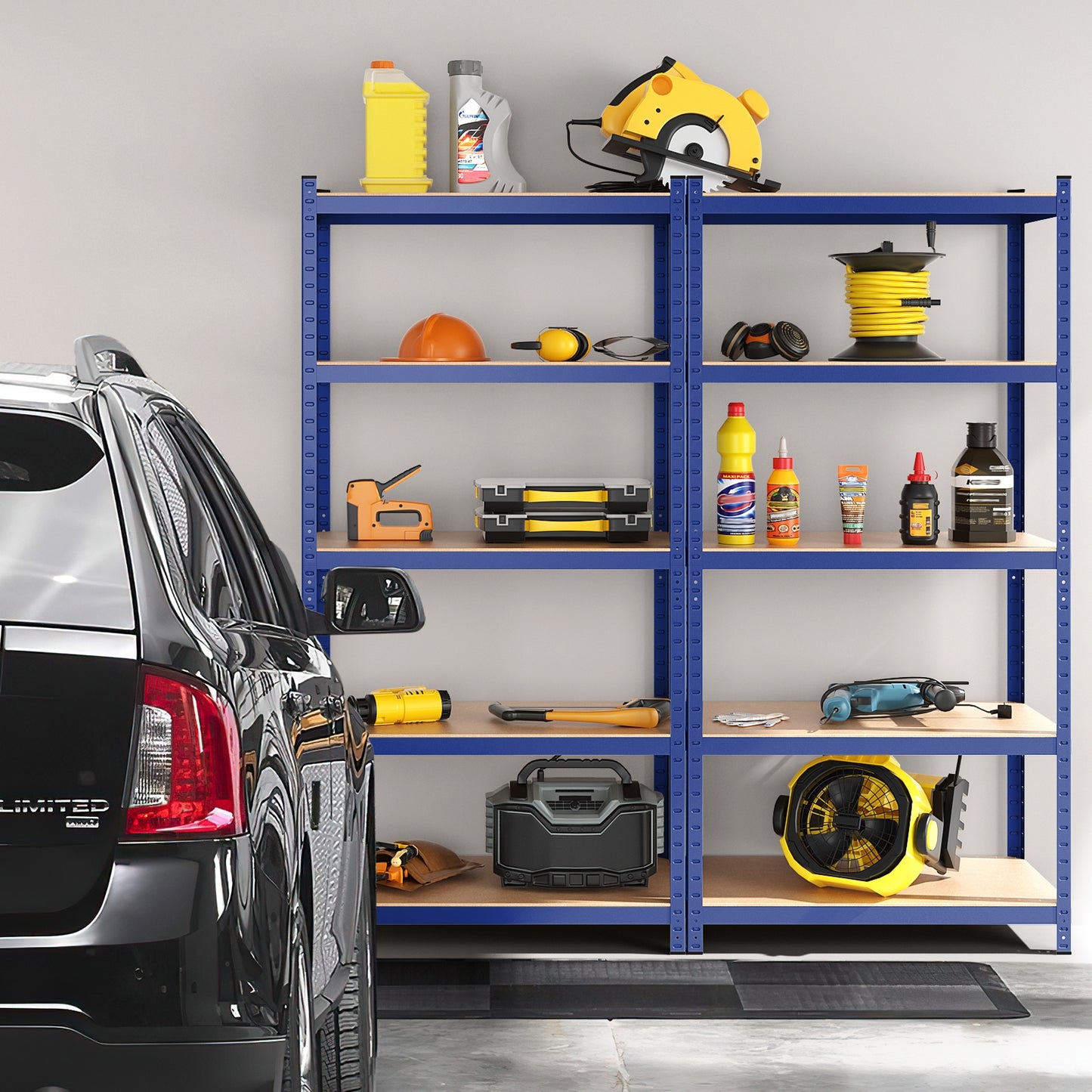 35.5 x 71 Inch Adjustable 5-Layer 2000 lbs Capacity Tool Shelf-Blue