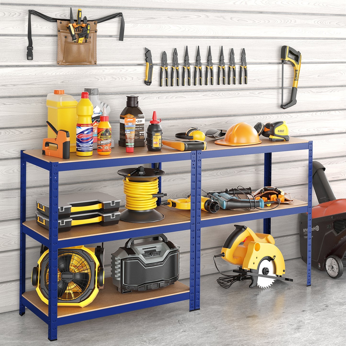 35.5 x 71 Inch Adjustable 5-Layer 2000 lbs Capacity Tool Shelf-Blue