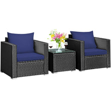 Load image into Gallery viewer, 3 Pieces Patio Wicker Furniture Set with Cushion
