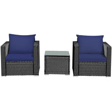 Load image into Gallery viewer, 3 Pieces Patio Wicker Furniture Set with Cushion
